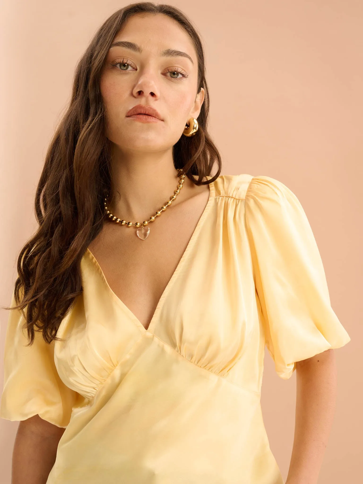 Cressida Puff Sleeve Top in Yellow
