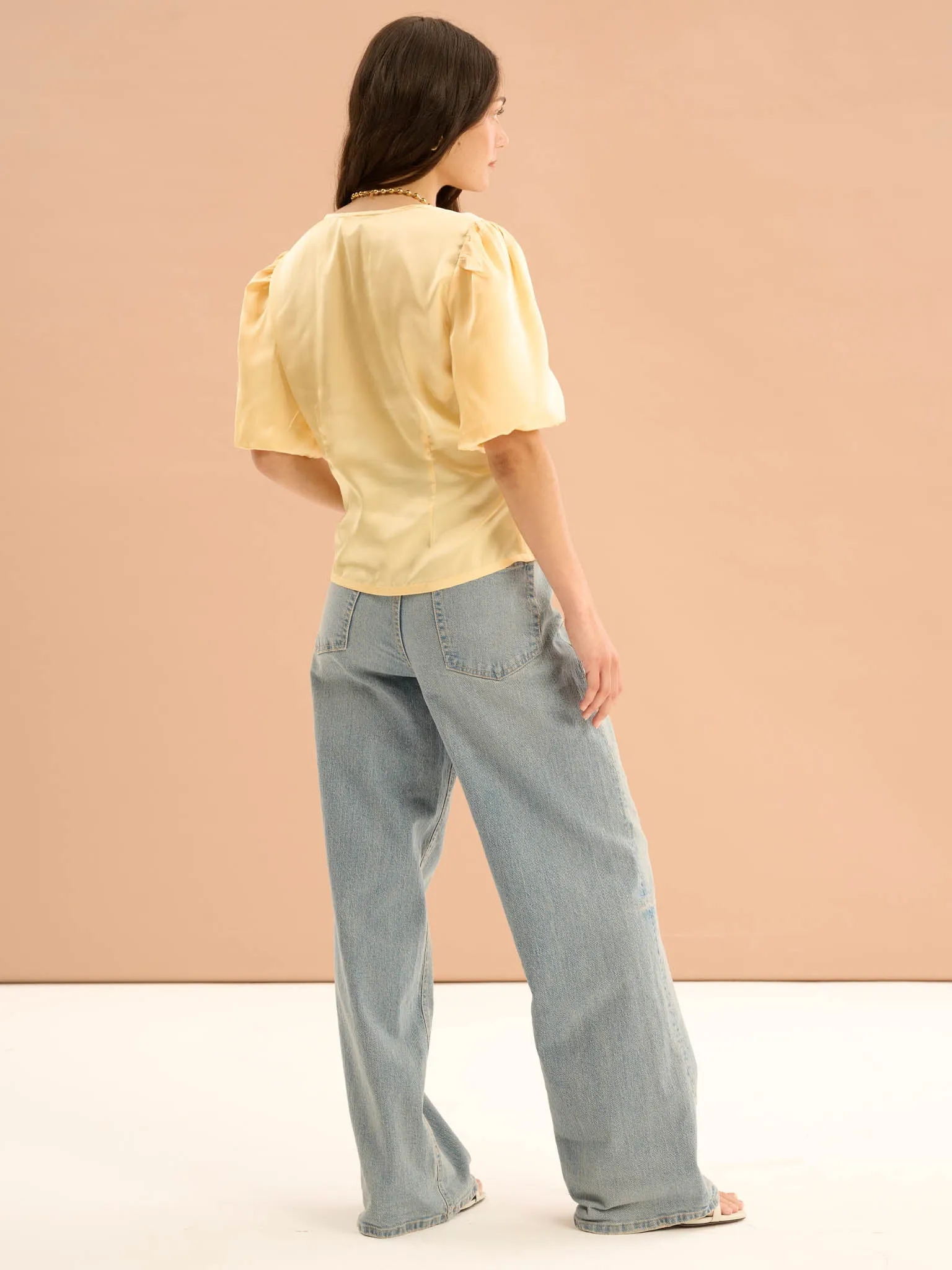 Cressida Puff Sleeve Top in Yellow