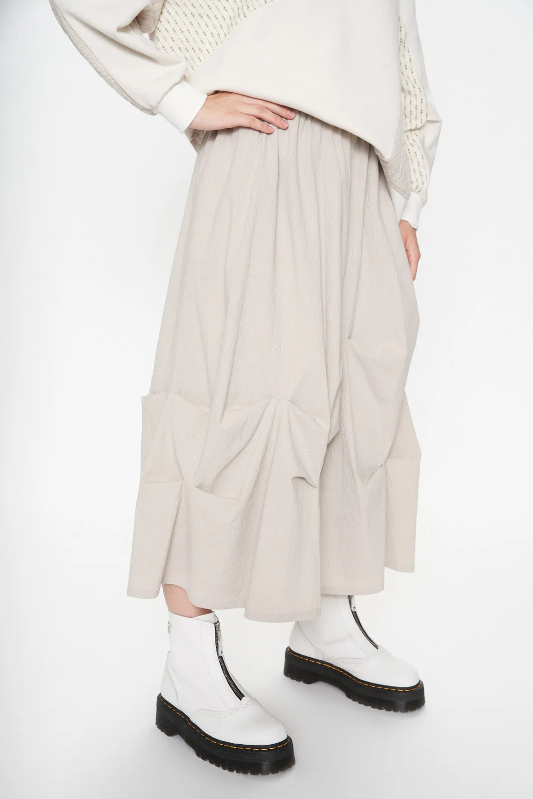Crinkle Texture Folded Design Maxi Skirt