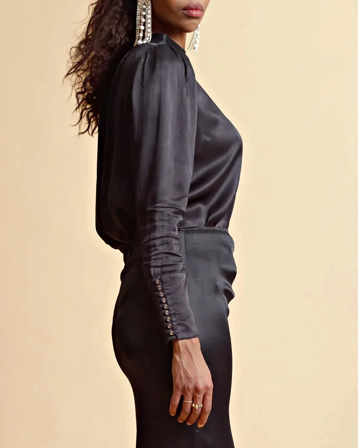 Crépe Satin Blouse Black