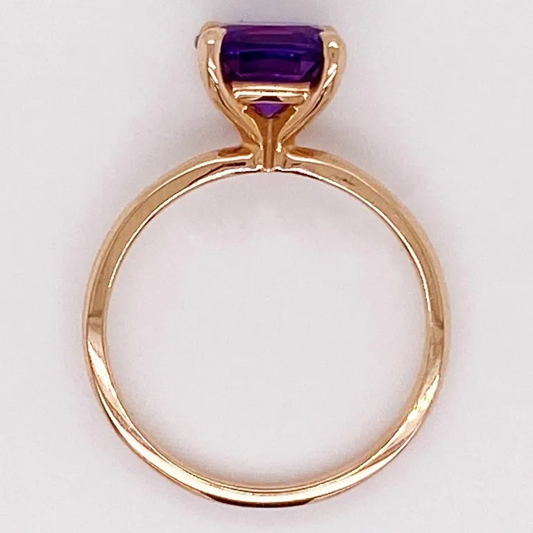 Cushion Cut Amethyst Solitaire Ring