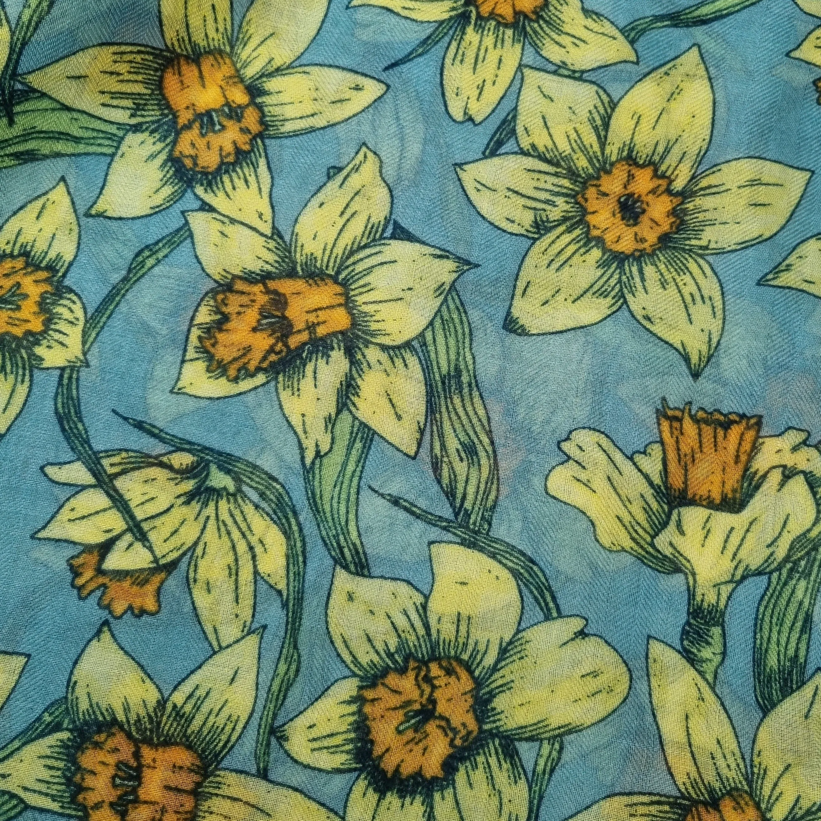 Daffodils print eco scarf