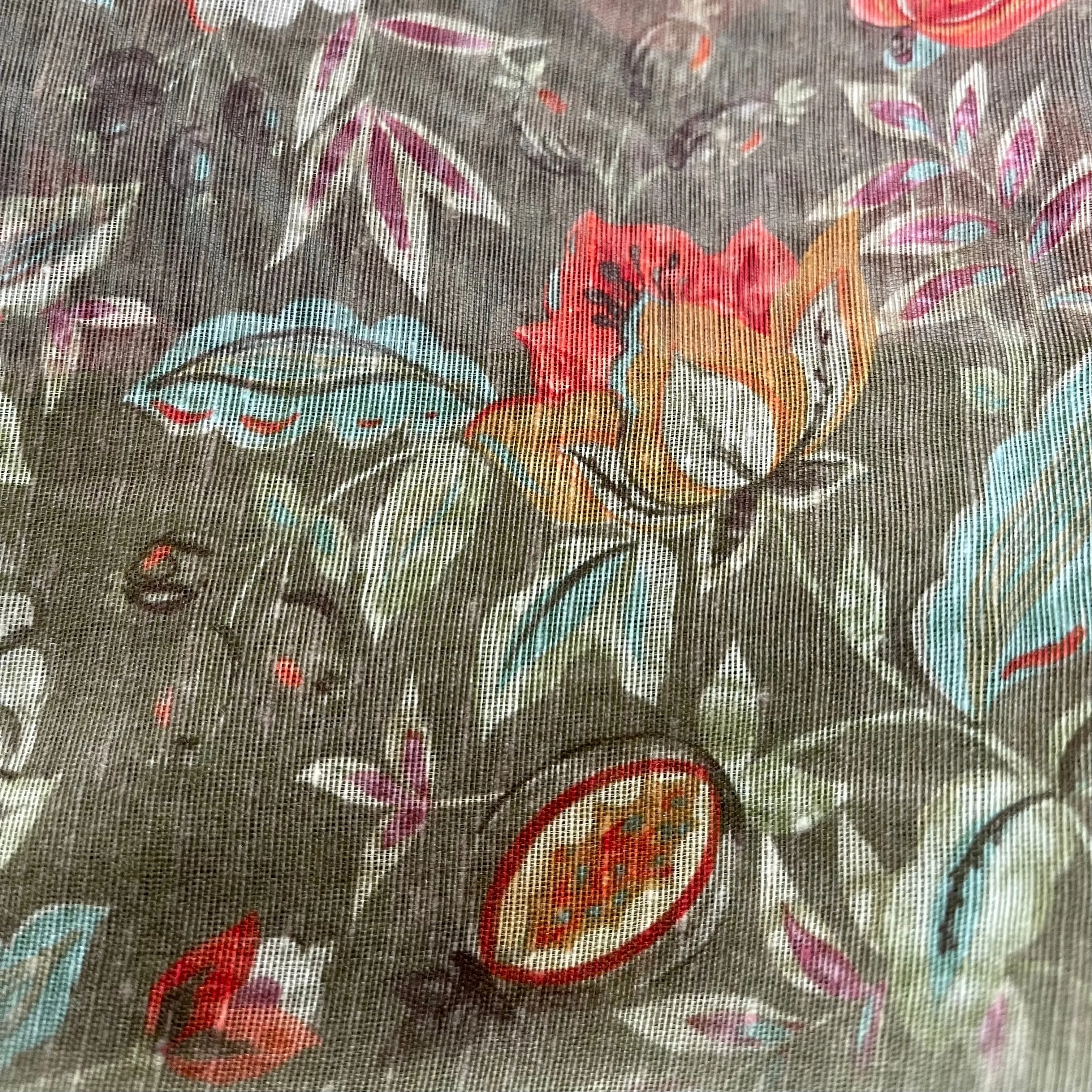 Digital Floral Print soft Linen cotton Saree with stitched blouse