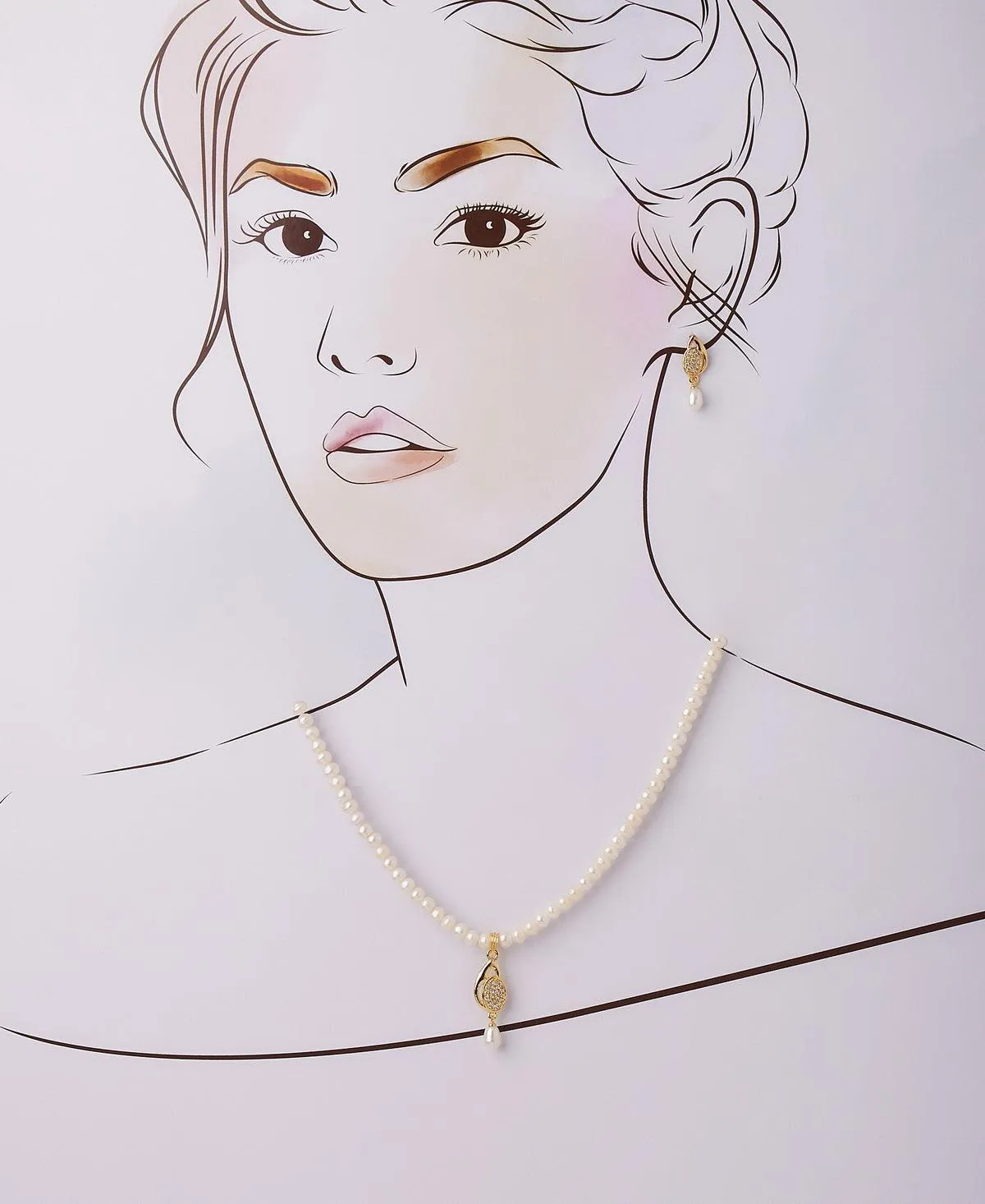 Elegant Real Pearl Necklace Set