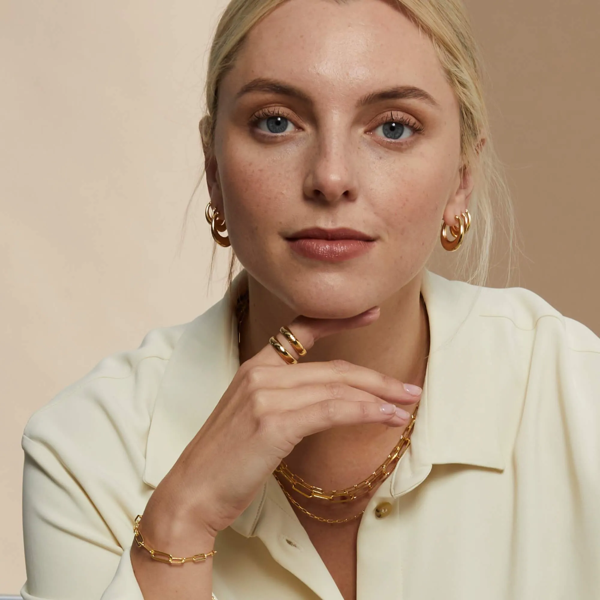 Estée Lalonde Maxi Ellipse Hoop Earrings 18ct Gold Plate