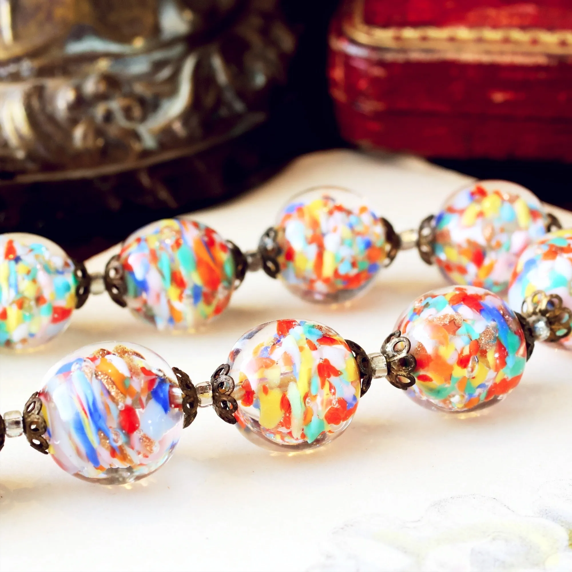 Fabulous Vintage Venetian Sommerso Glass Beads