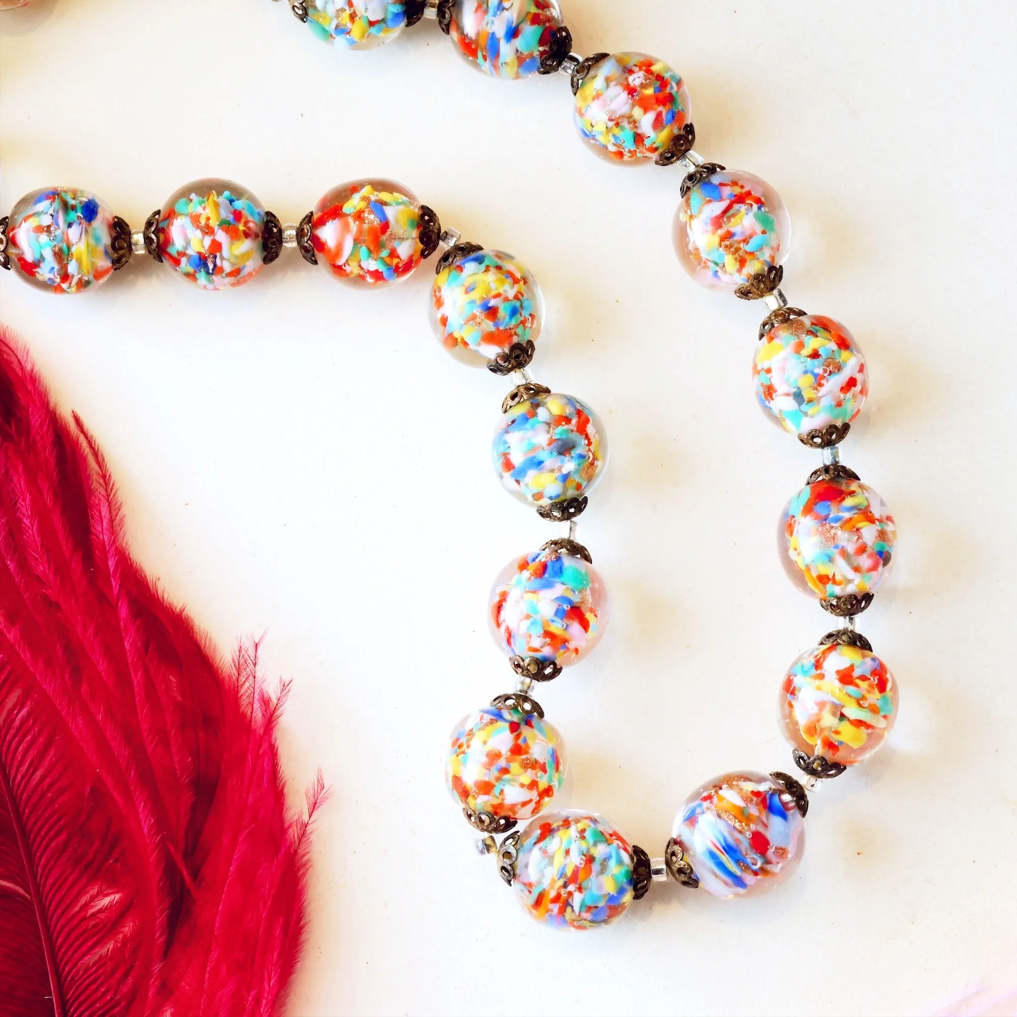 Fabulous Vintage Venetian Sommerso Glass Beads