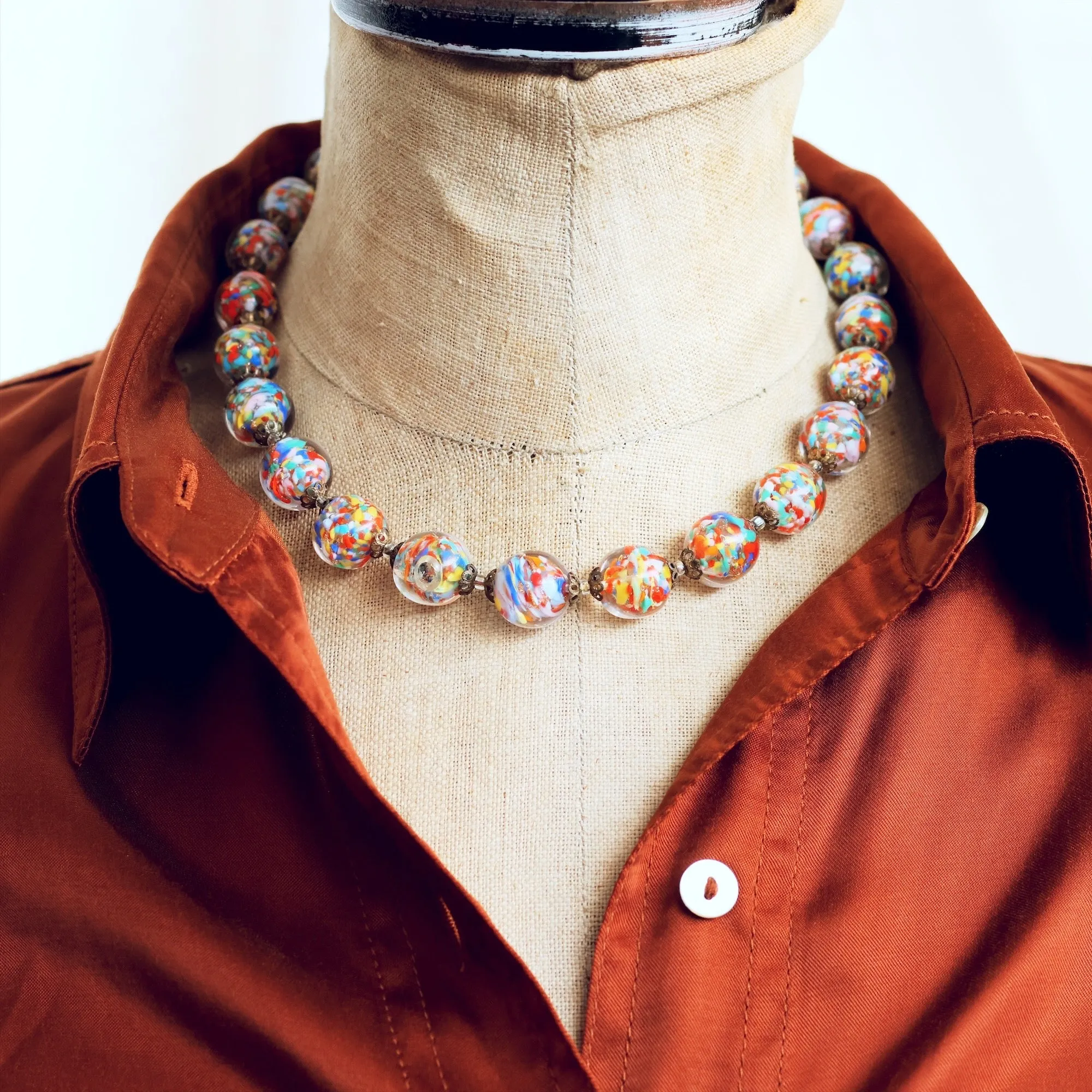 Fabulous Vintage Venetian Sommerso Glass Beads