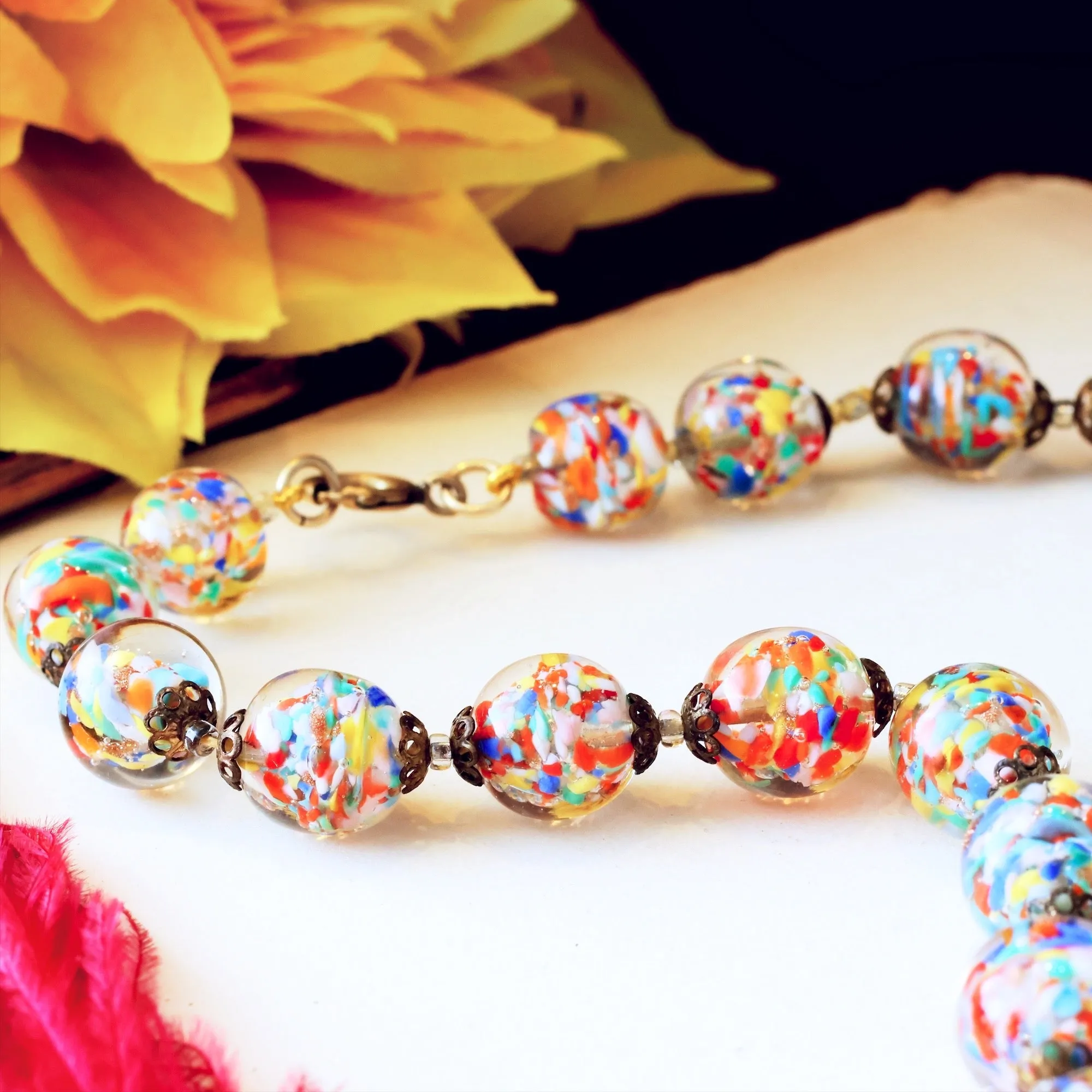 Fabulous Vintage Venetian Sommerso Glass Beads