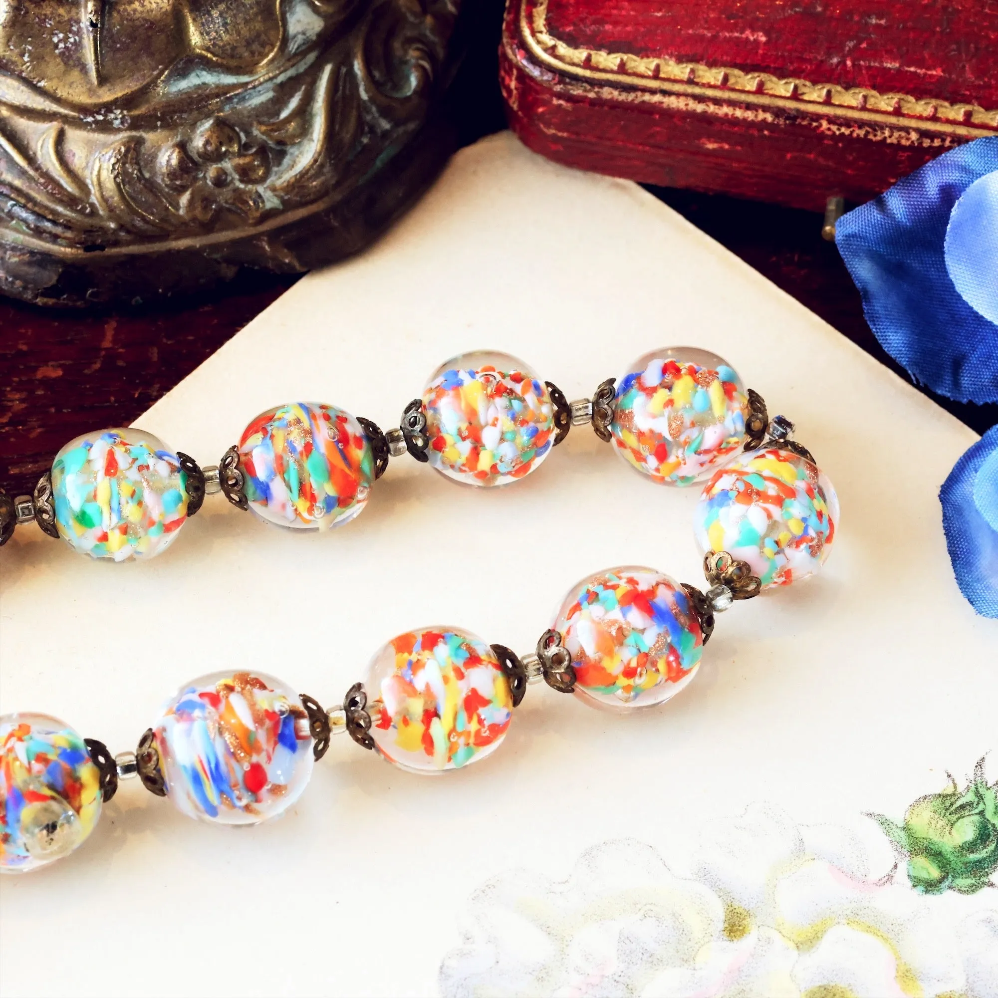 Fabulous Vintage Venetian Sommerso Glass Beads