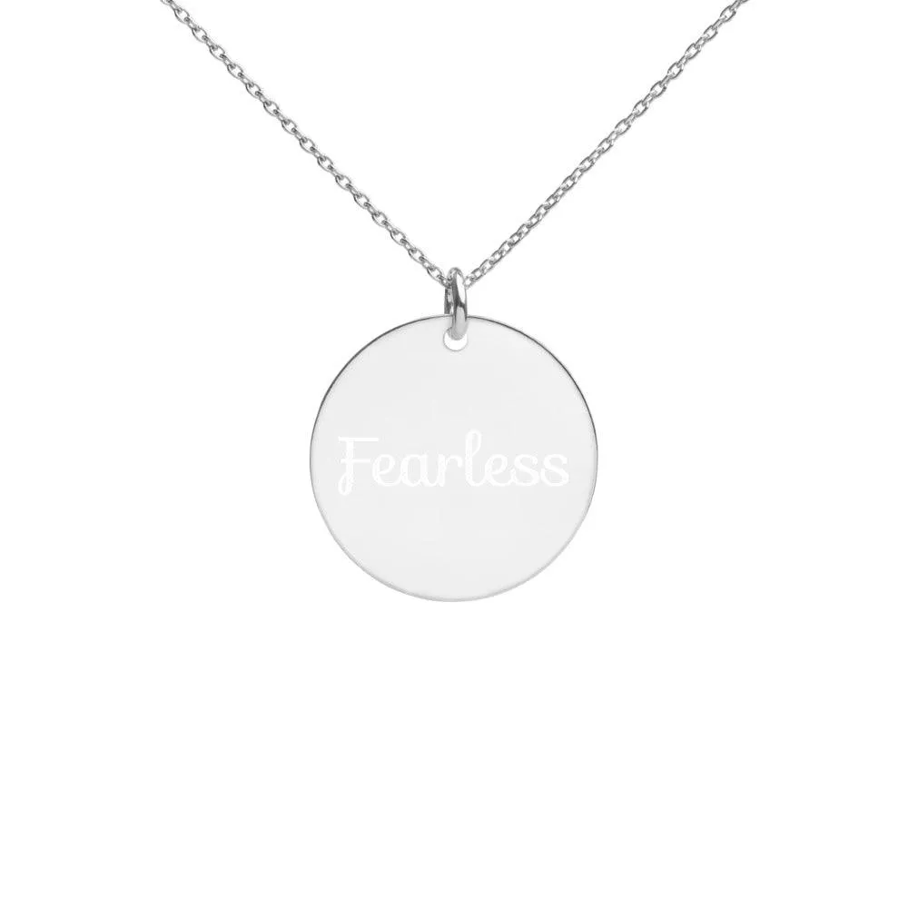 Fearless Engraved Silver Disc Necklace