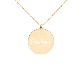 Fearless Engraved Silver Disc Necklace