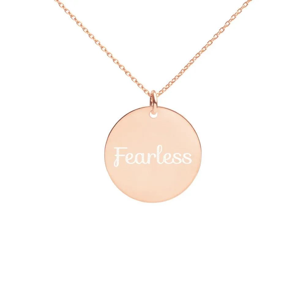 Fearless Engraved Silver Disc Necklace