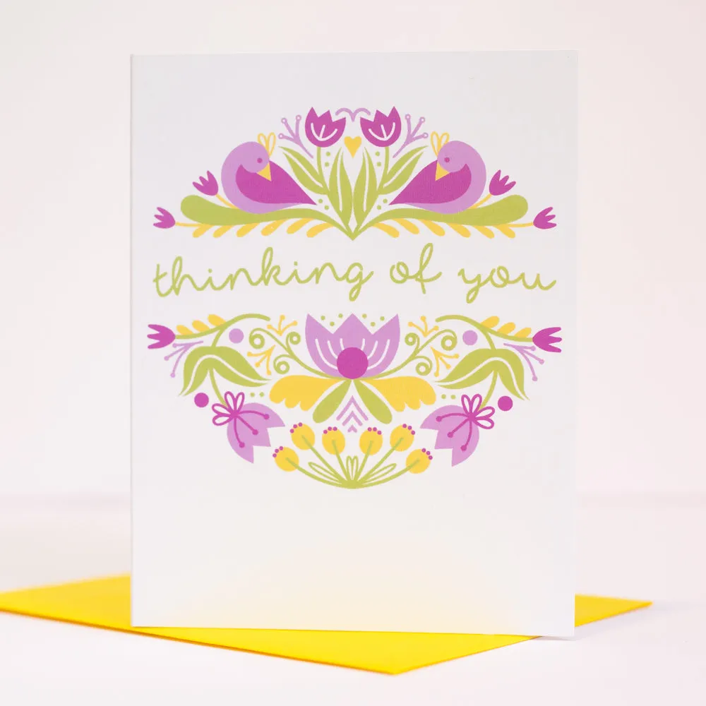 floral thinking of you card, sympathy card for a friend, simple friendship card with floral motif