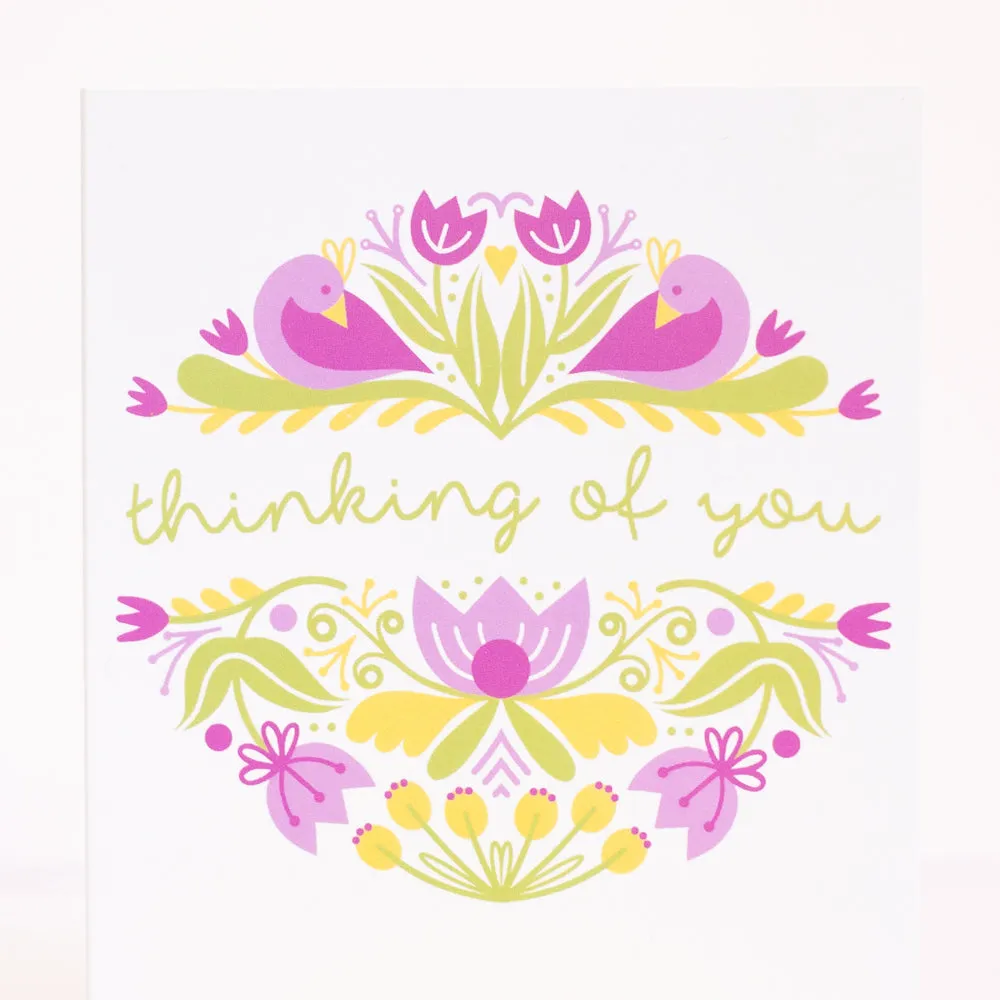 floral thinking of you card, sympathy card for a friend, simple friendship card with floral motif