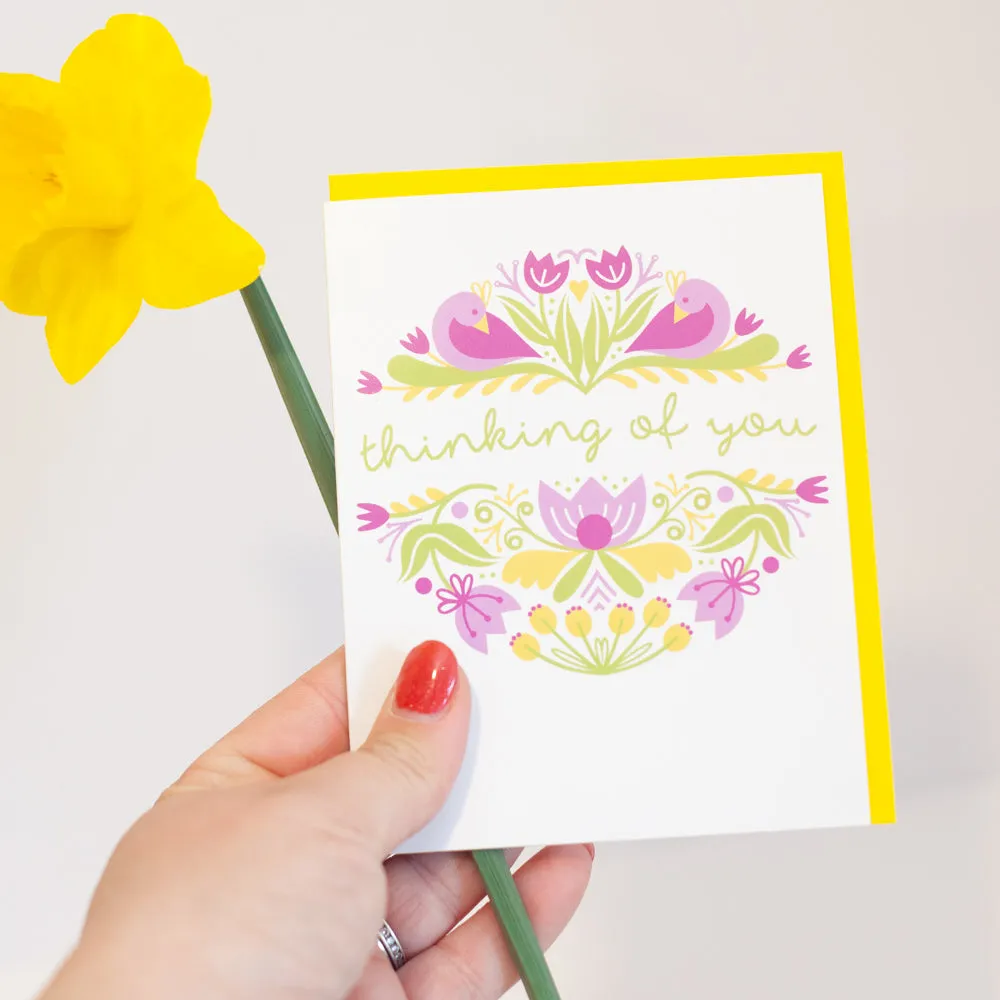 floral thinking of you card, sympathy card for a friend, simple friendship card with floral motif