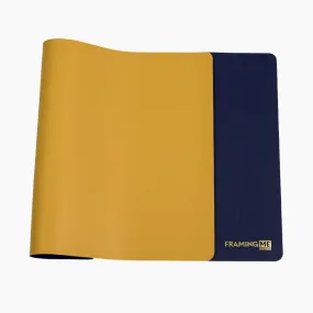 FRAMING ME - PREMIUM LEATHER DESK MAT MIDNIGHT BLUE & MUSTARD