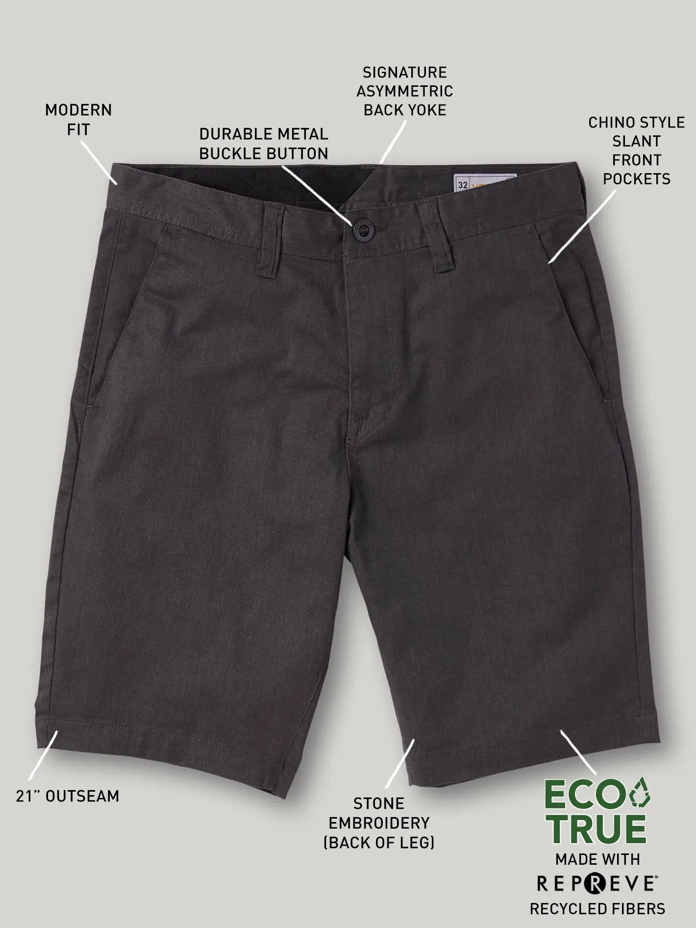 Frickin Modern Stretch Shorts - Charcoal Heather