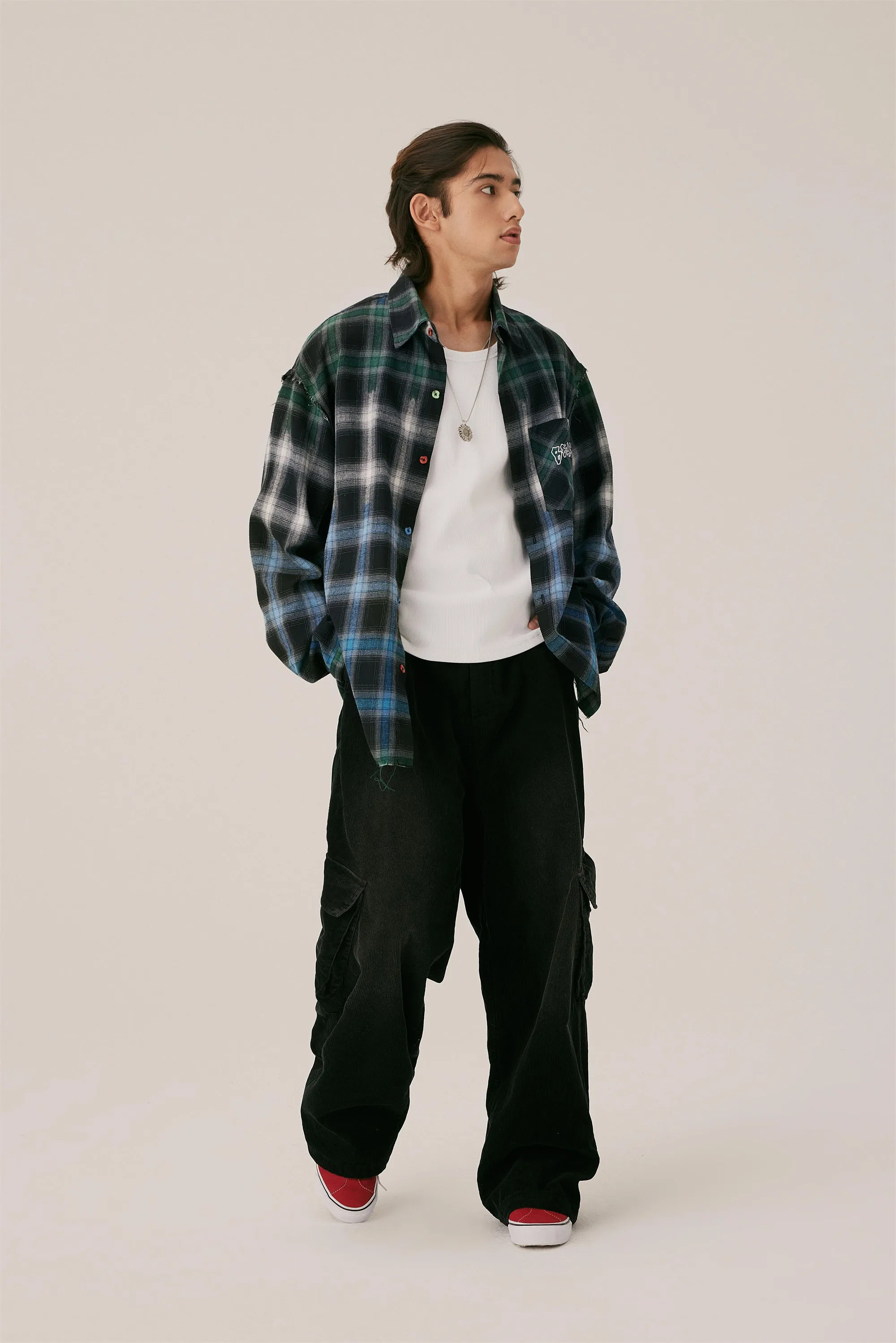 Ghost Face Long Sleeve Plaid Shirt