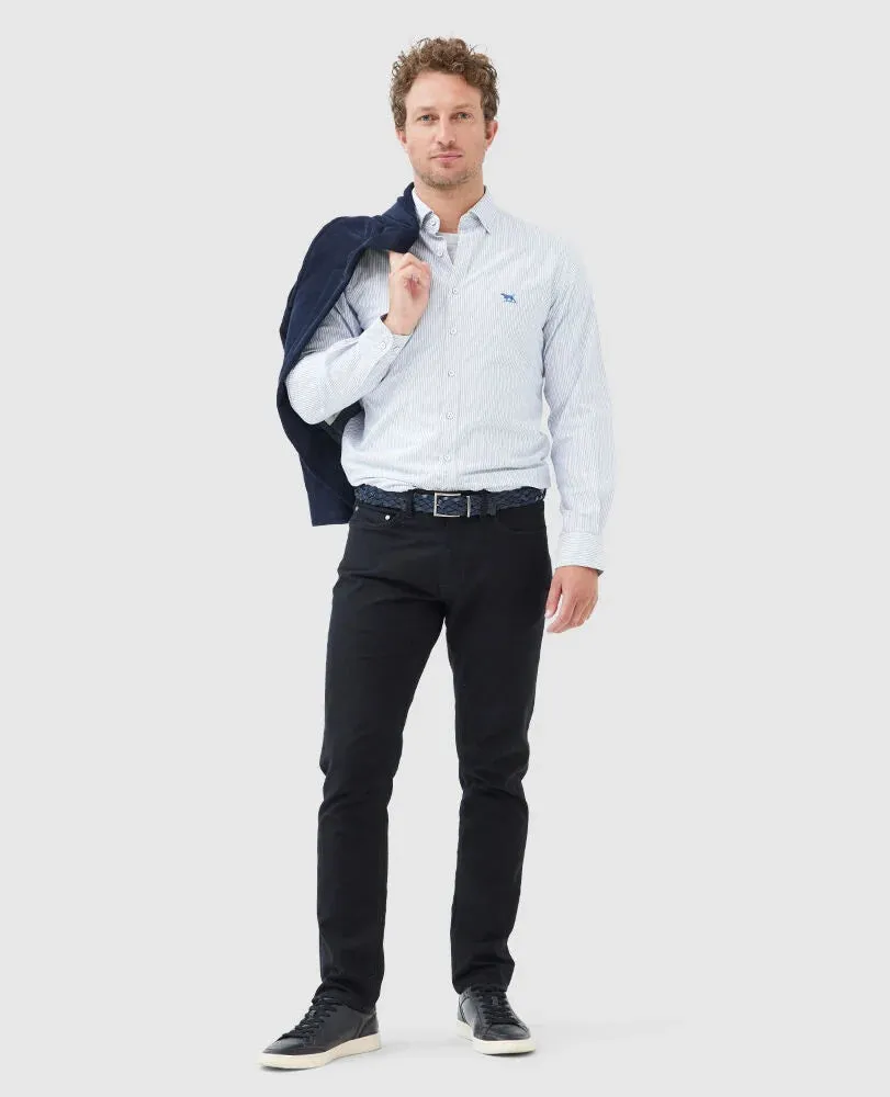 Gunn Oxford Stripe Shirt - Sports Fit - Royal