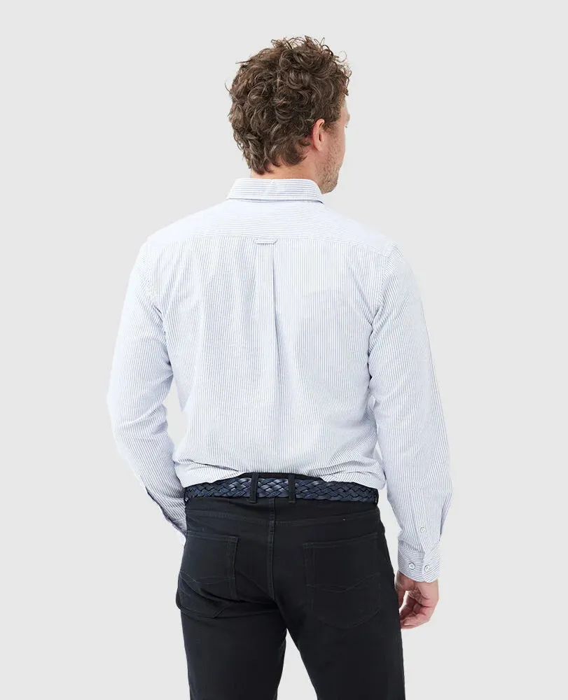 Gunn Oxford Stripe Shirt - Sports Fit - Royal