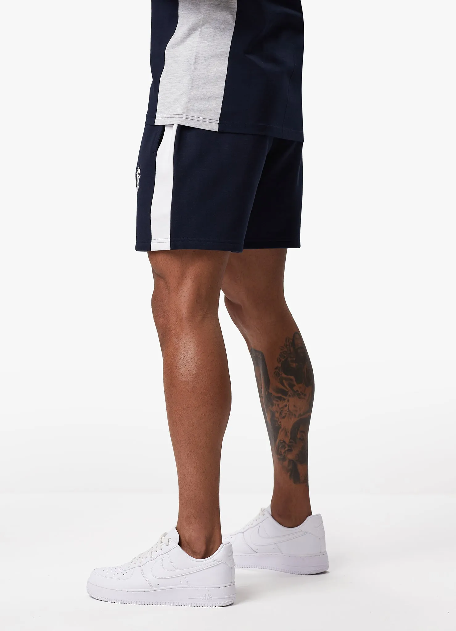 Gym King Contrast Panel Fleece Short - Navy/White