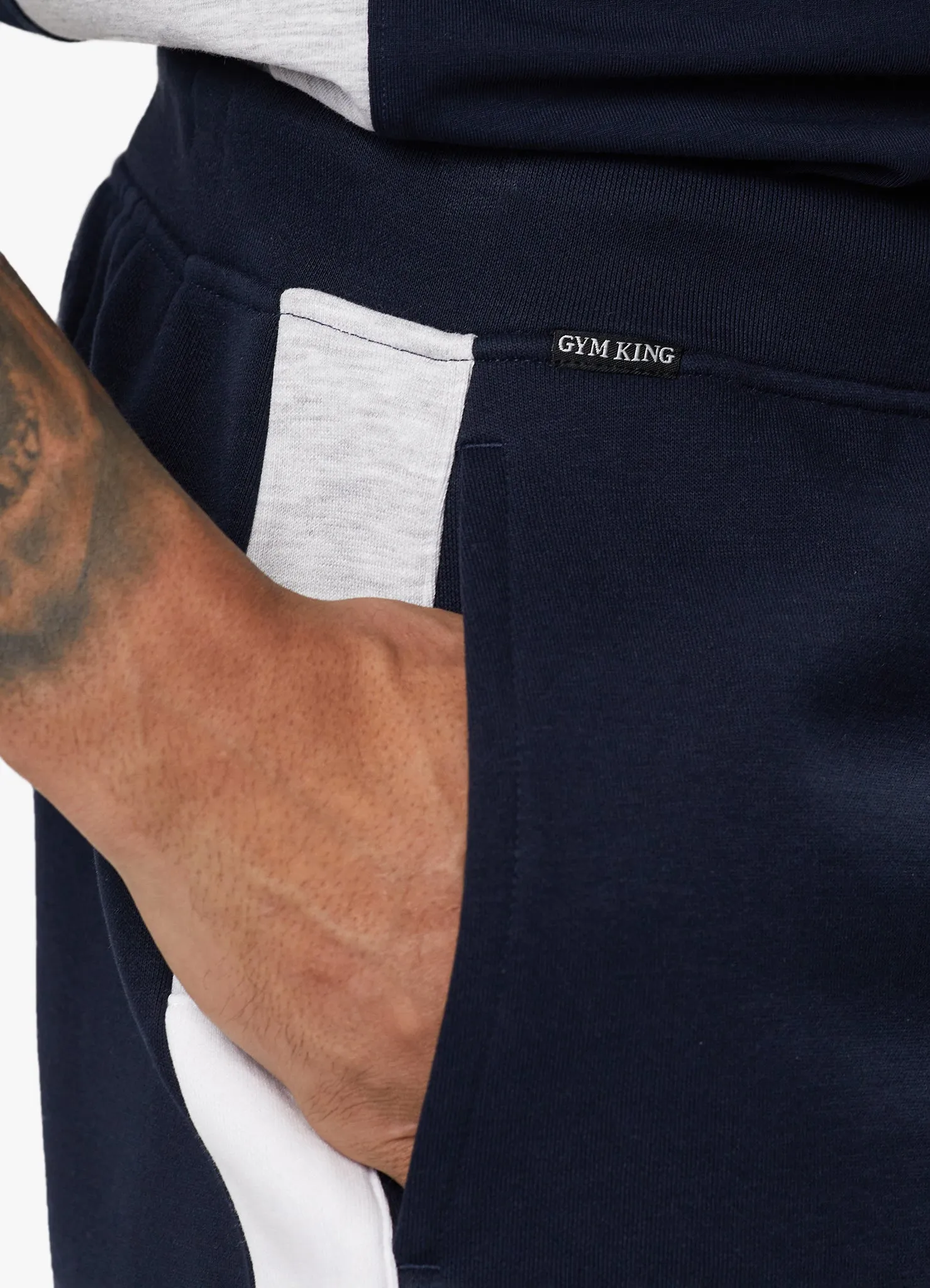 Gym King Contrast Panel Fleece Short - Navy/White