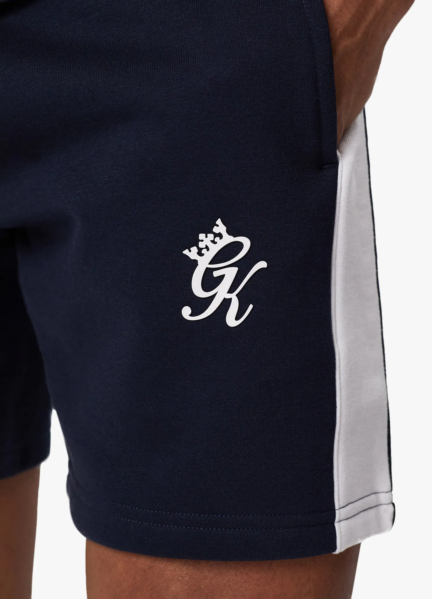 Gym King Contrast Panel Fleece Short - Navy/White
