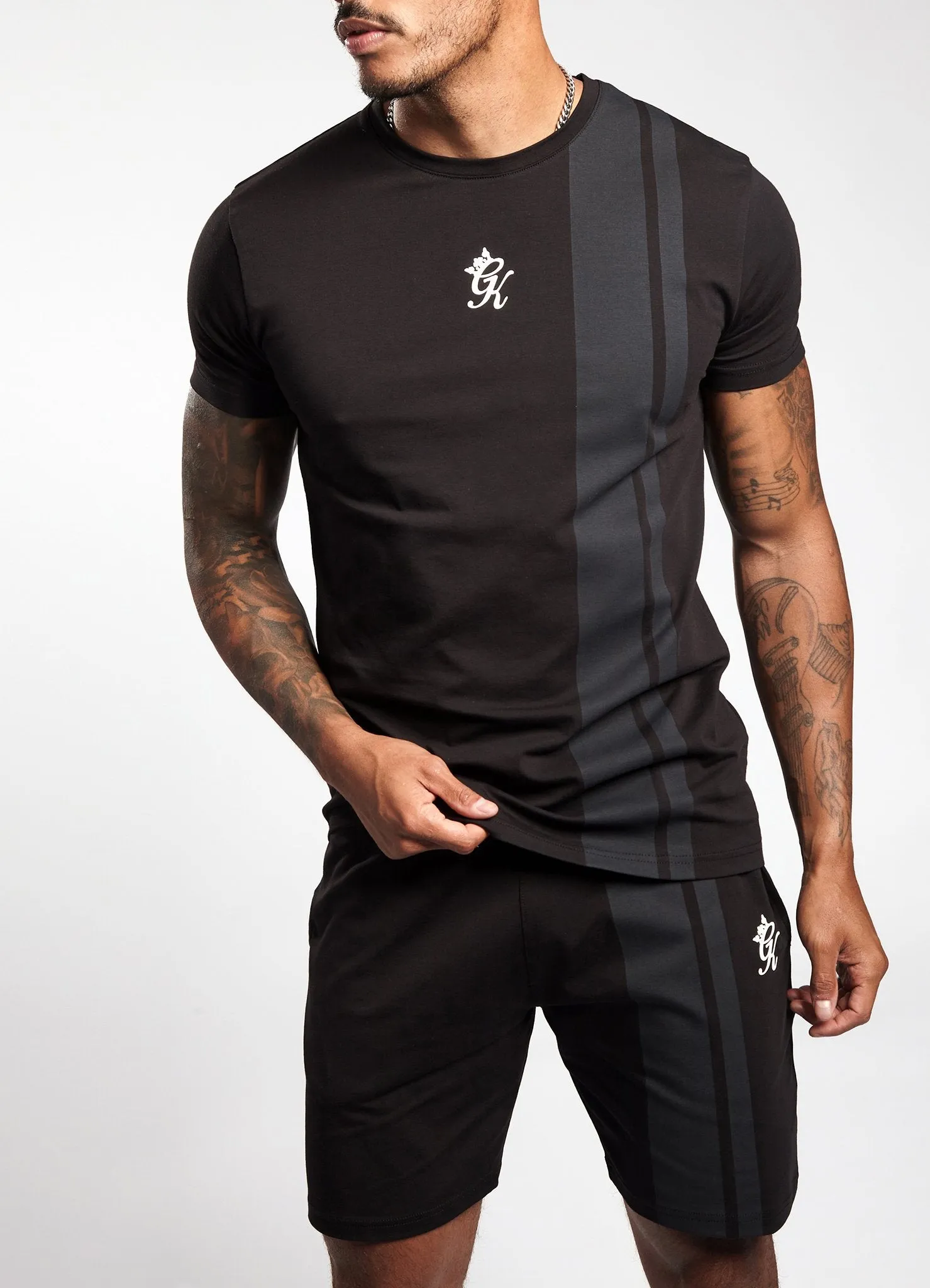 Gym King Printed Stripe Short - Black