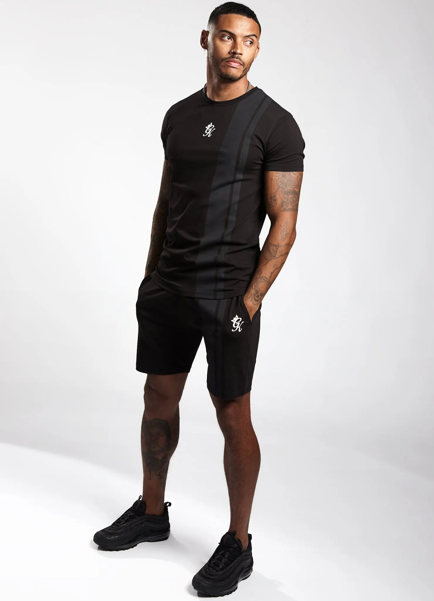 Gym King Printed Stripe Short - Black