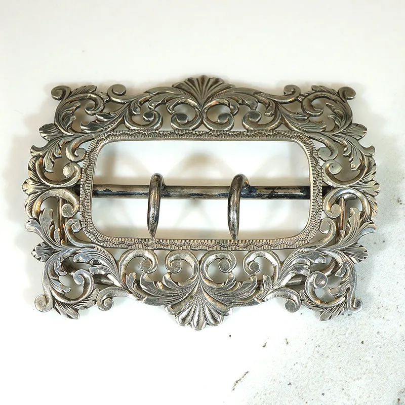 Hand Engraved Sterling Acanthus Leaf Buckle