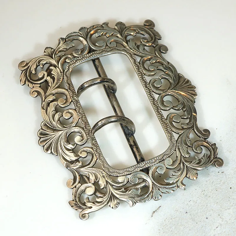Hand Engraved Sterling Acanthus Leaf Buckle
