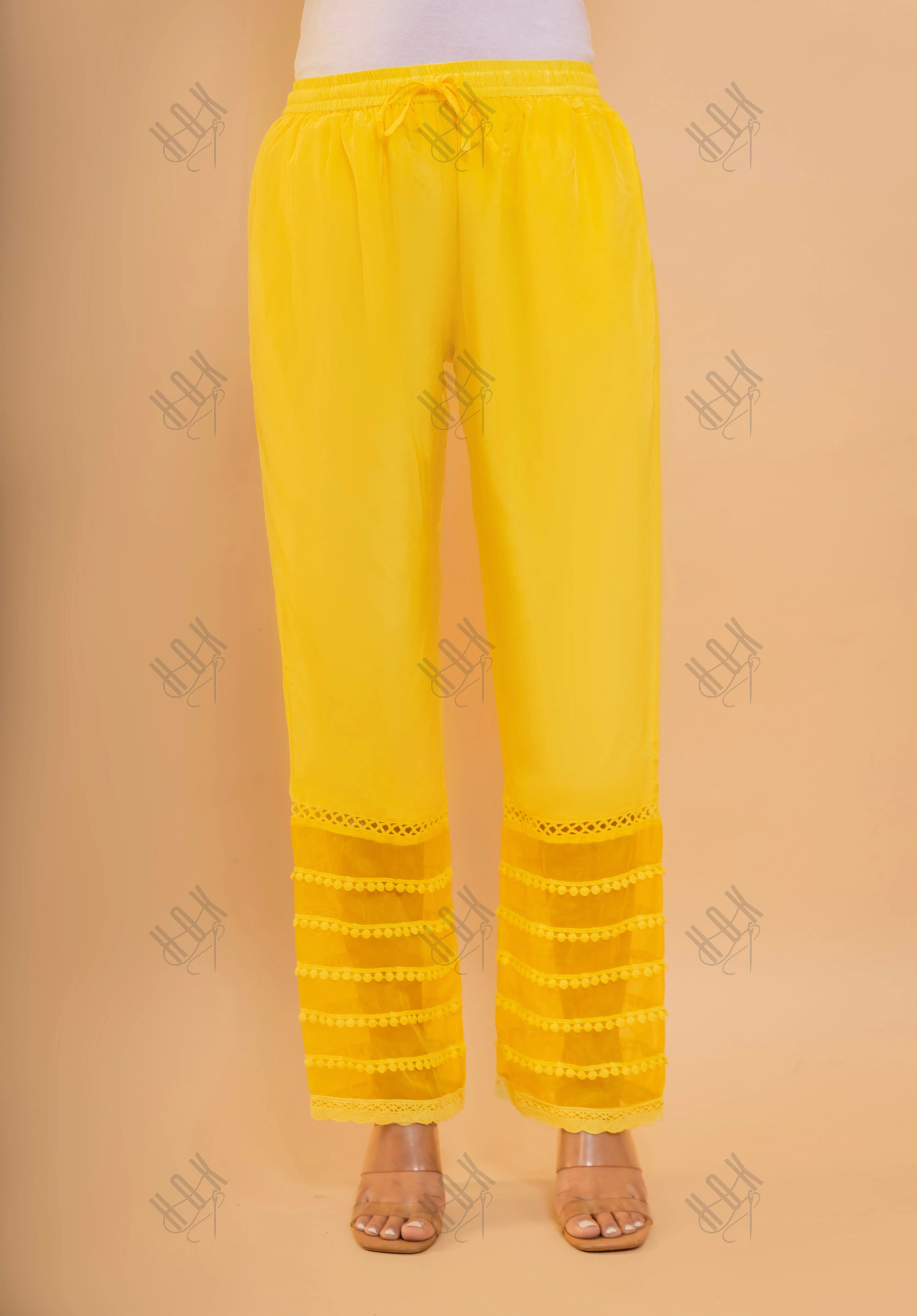 Hrishta in Fizaa Chikankari Crepe Silk Kurta Set for Women Yellow
