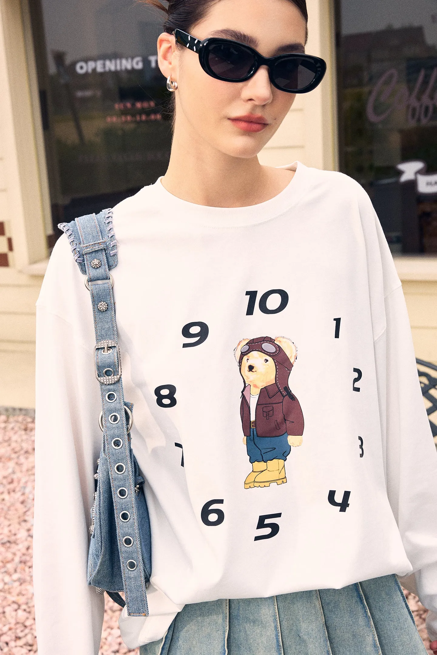 ICS Funny Clock Bear Long Sleeve T-shirt