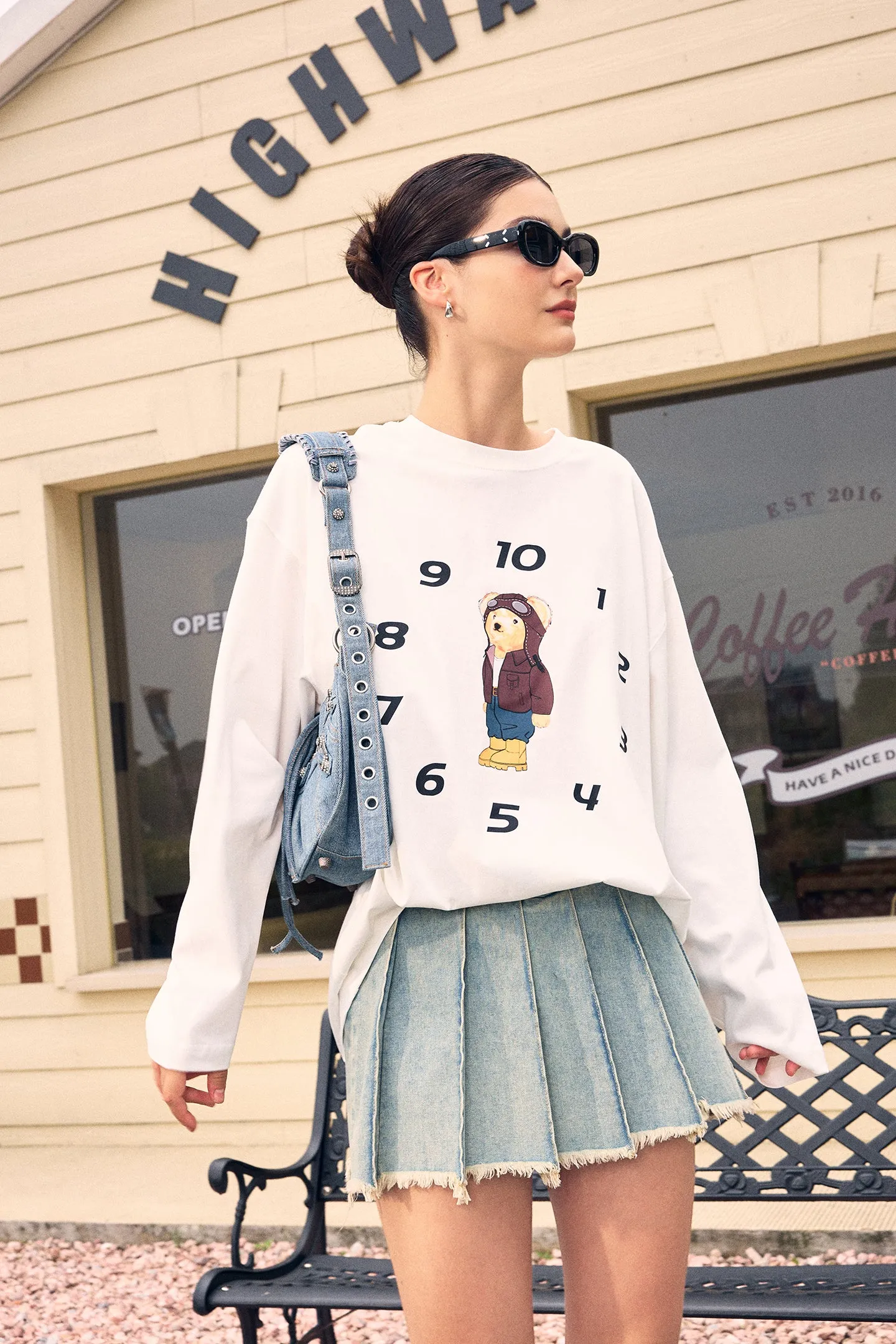 ICS Funny Clock Bear Long Sleeve T-shirt
