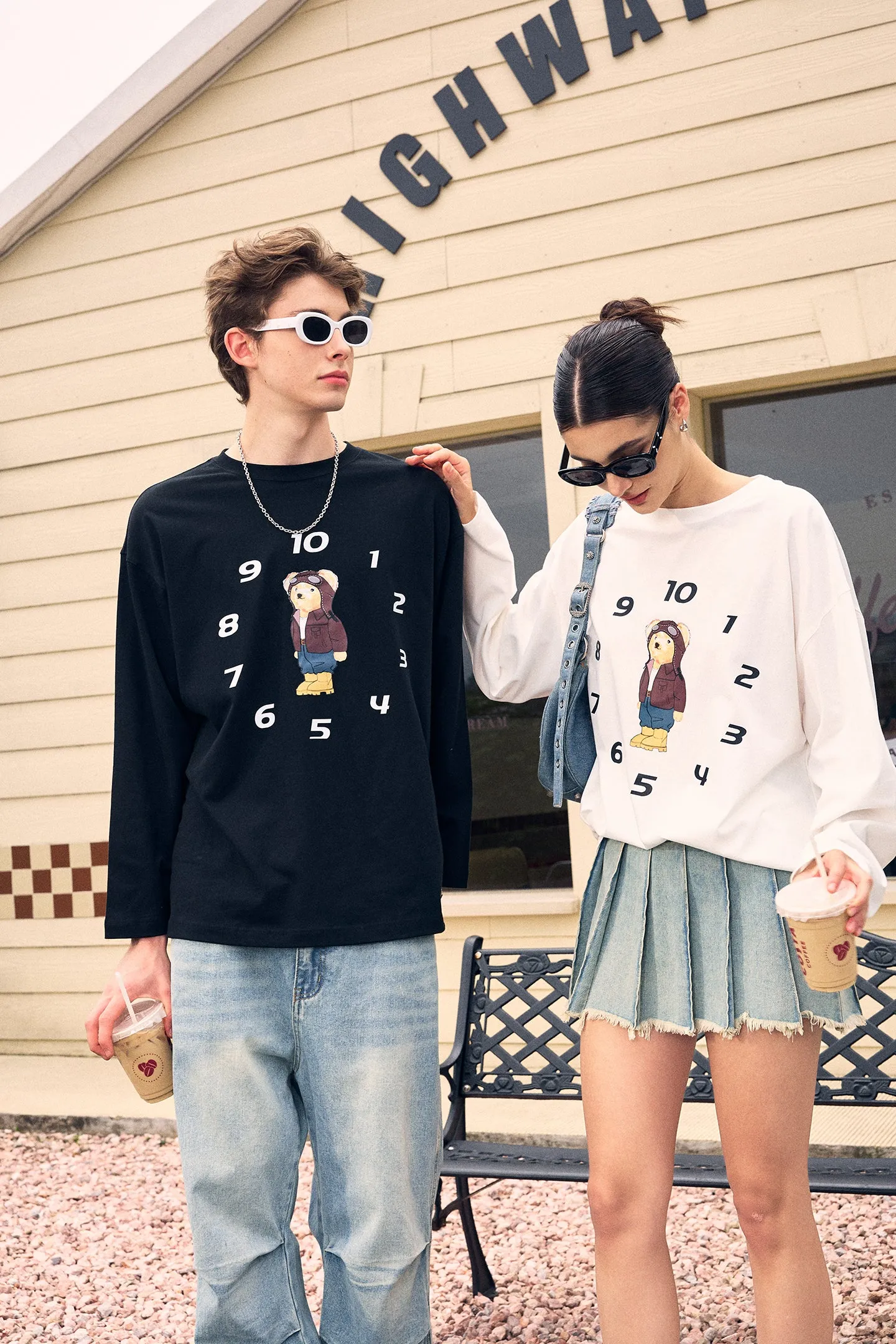 ICS Funny Clock Bear Long Sleeve T-shirt