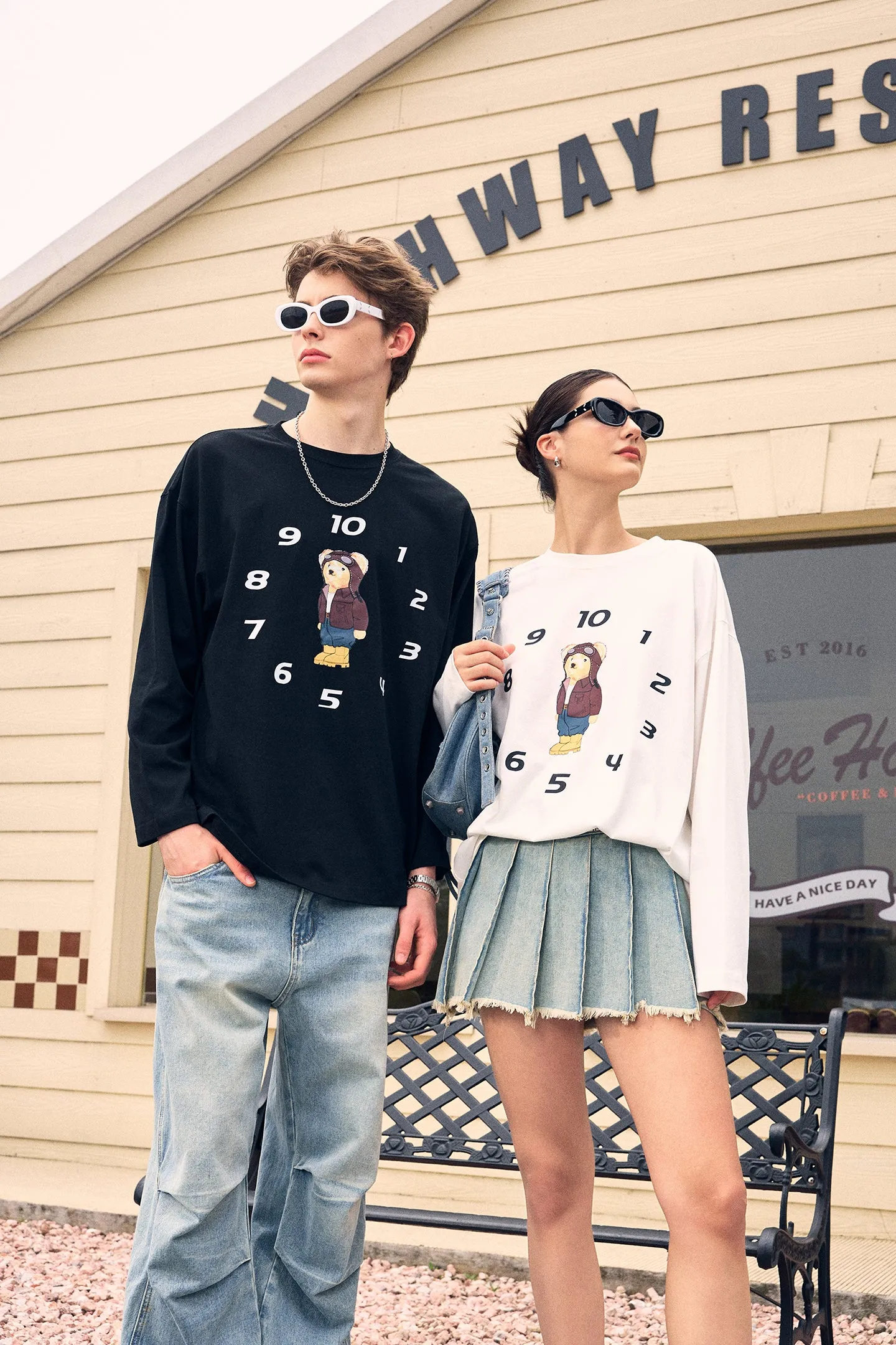 ICS Funny Clock Bear Long Sleeve T-shirt