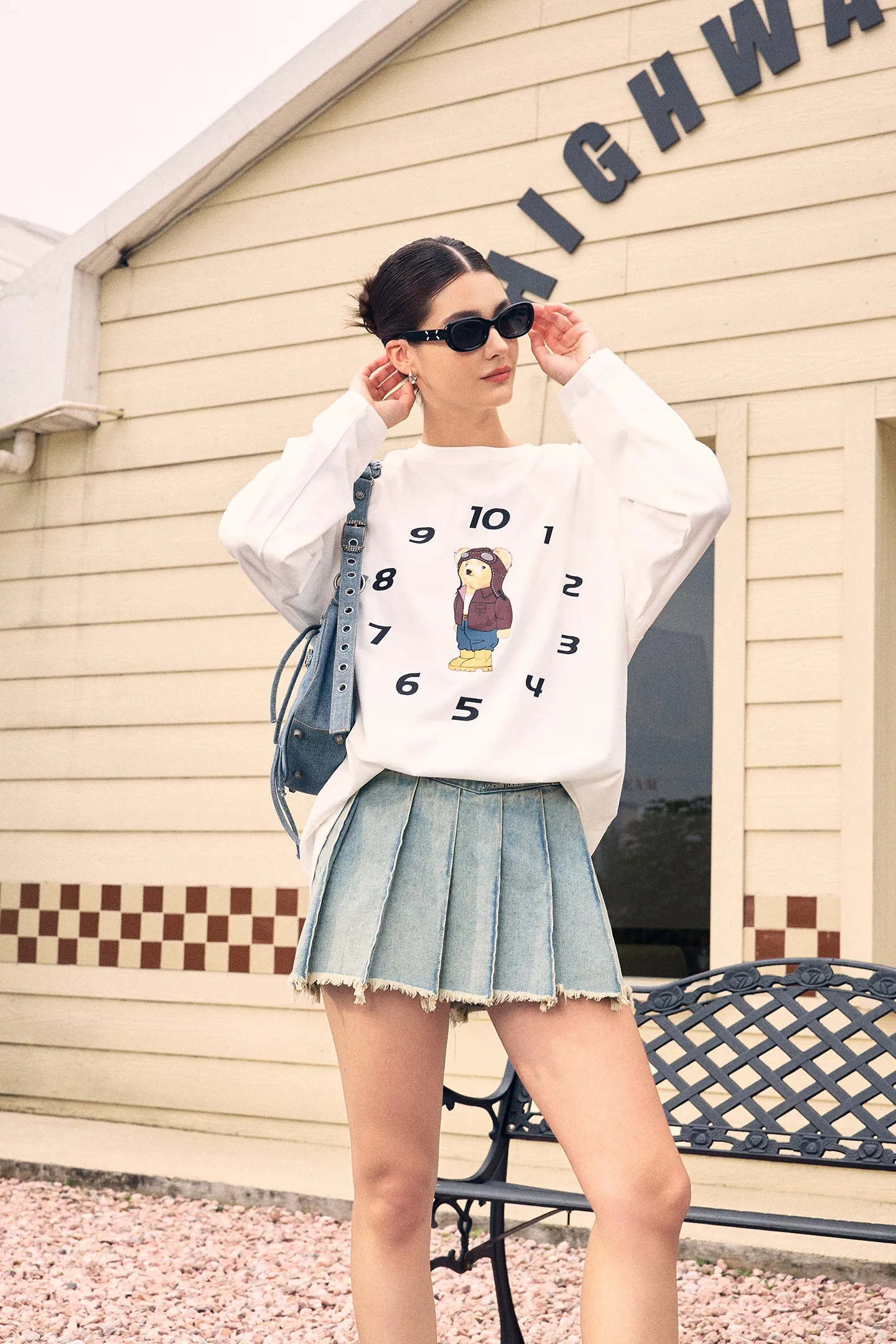 ICS Funny Clock Bear Long Sleeve T-shirt