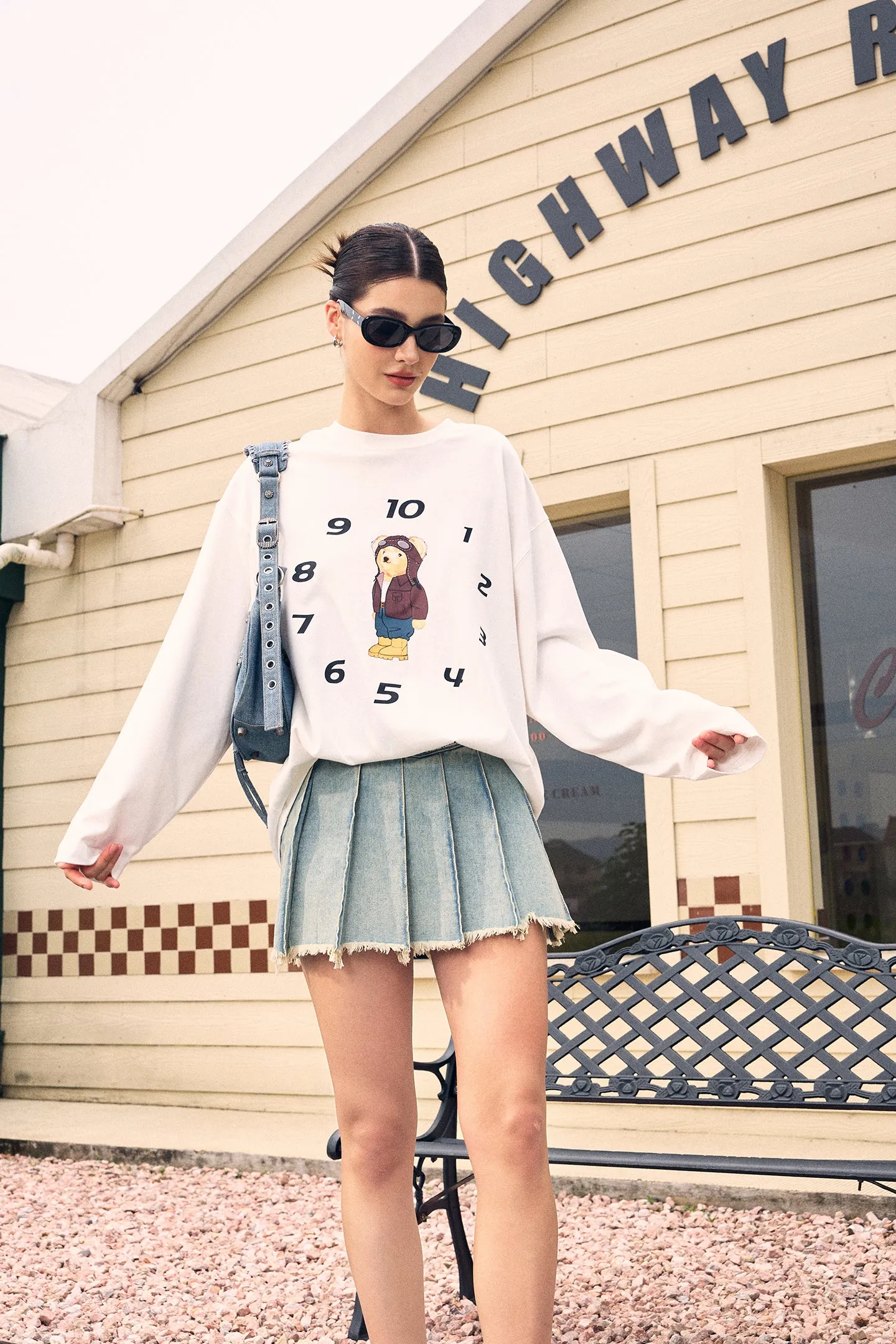 ICS Funny Clock Bear Long Sleeve T-shirt