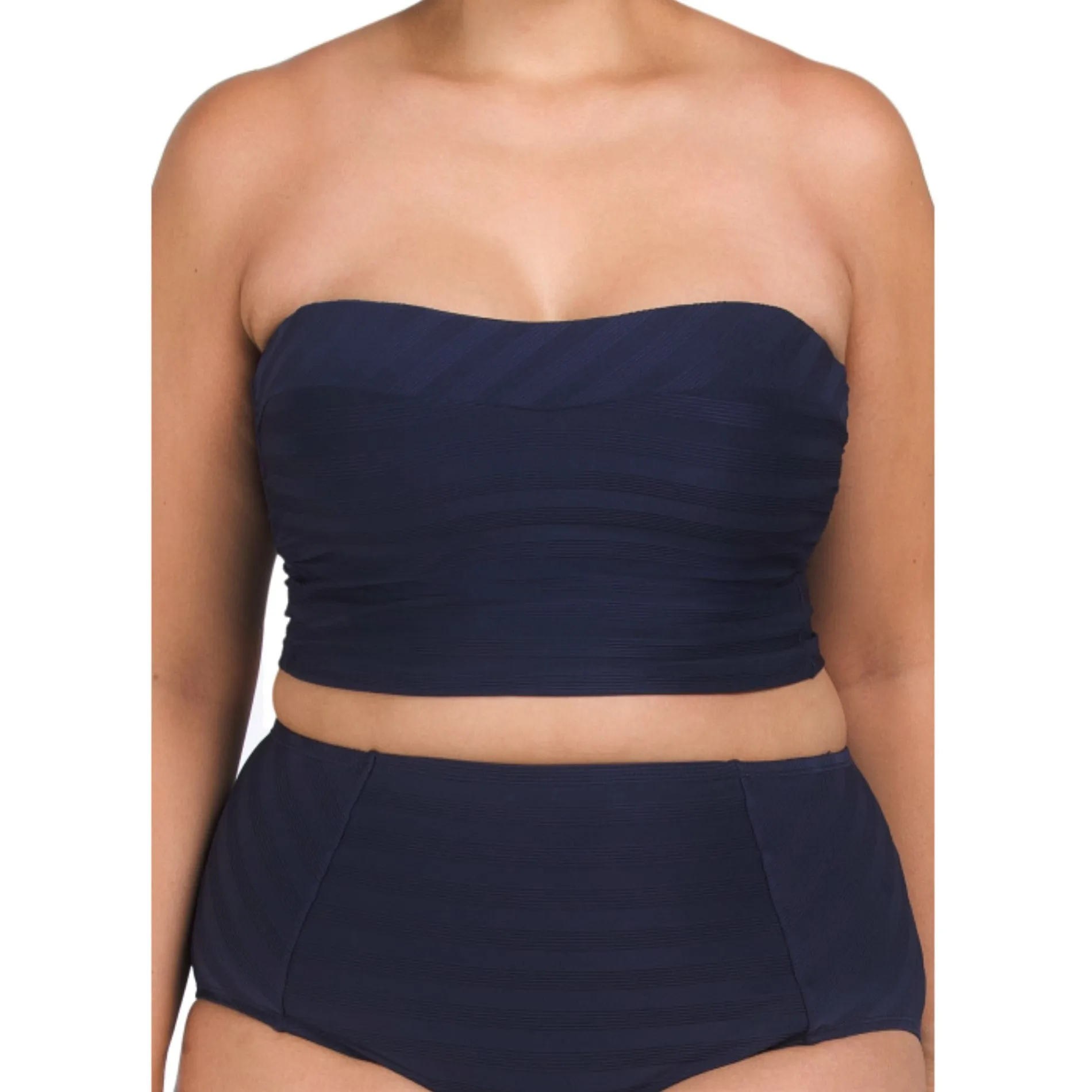 La Blanca Women's Plus Linea Costa Textured Removable Strap Swim Bandeau Top