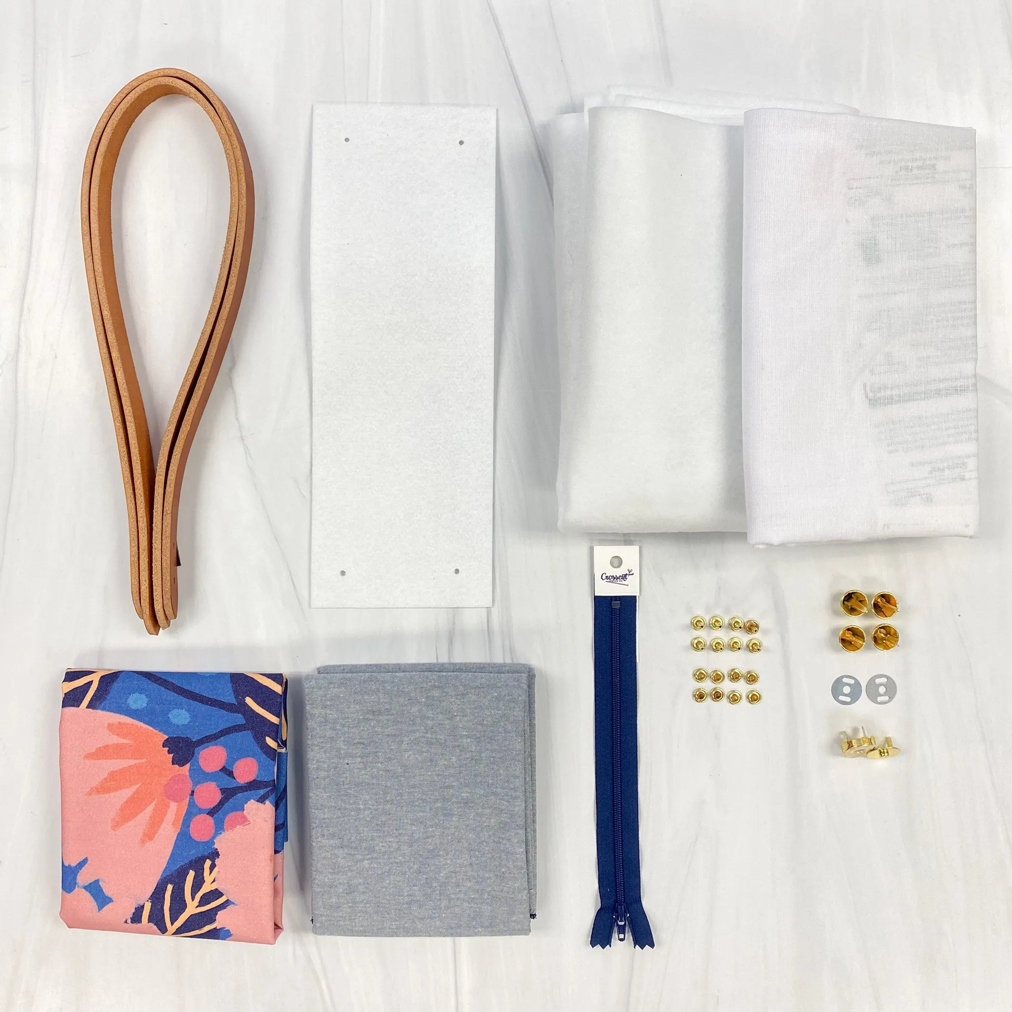 Lincoln Tote Bag Complete Kit - Dahlia Blue Organic Canvas