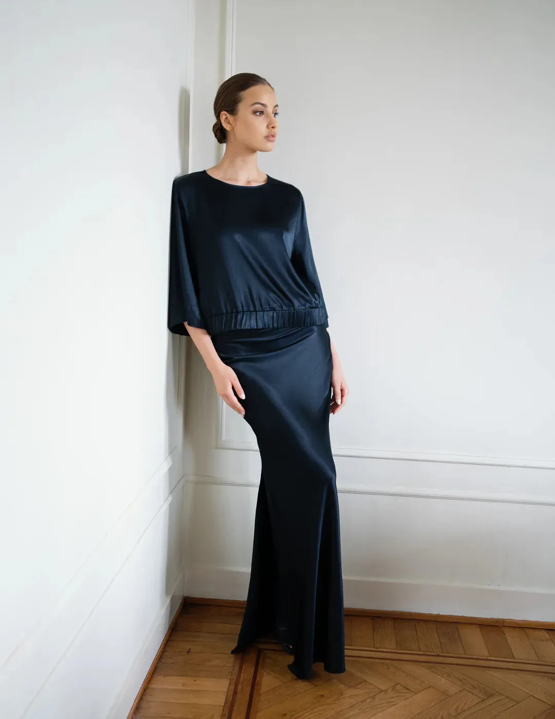 LUCIE BLOUSE NAVY - MARCH23