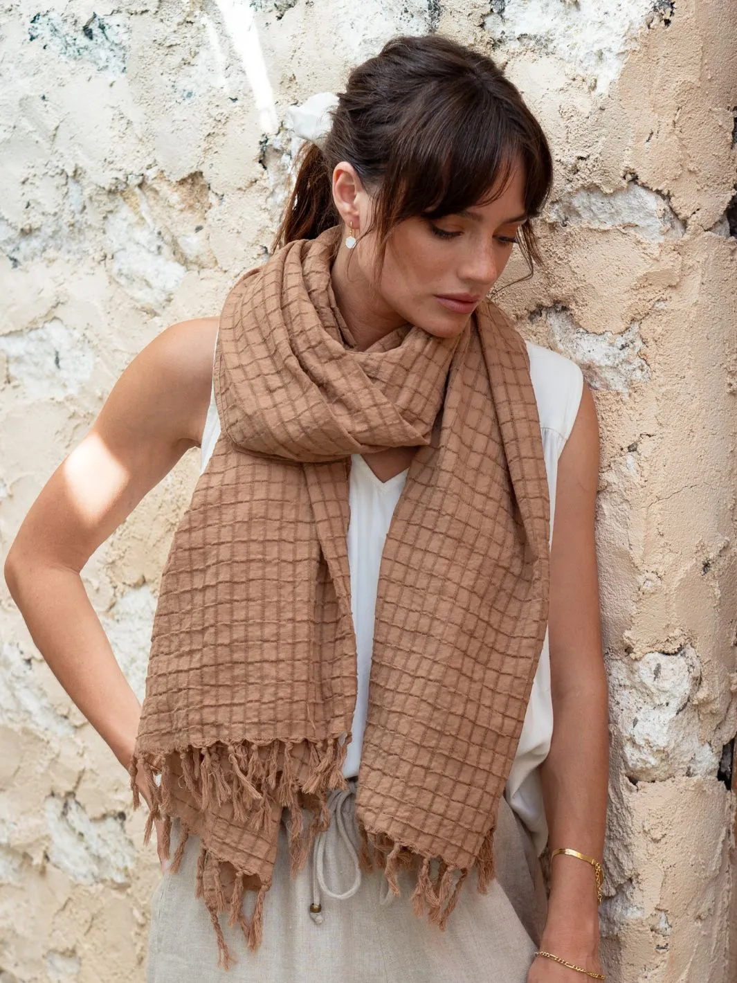 Lugano Cotton Scarf Desert Sand