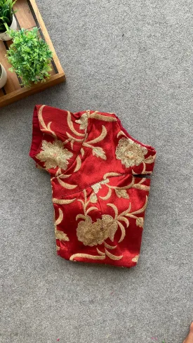 Maroon red embroidery blouse