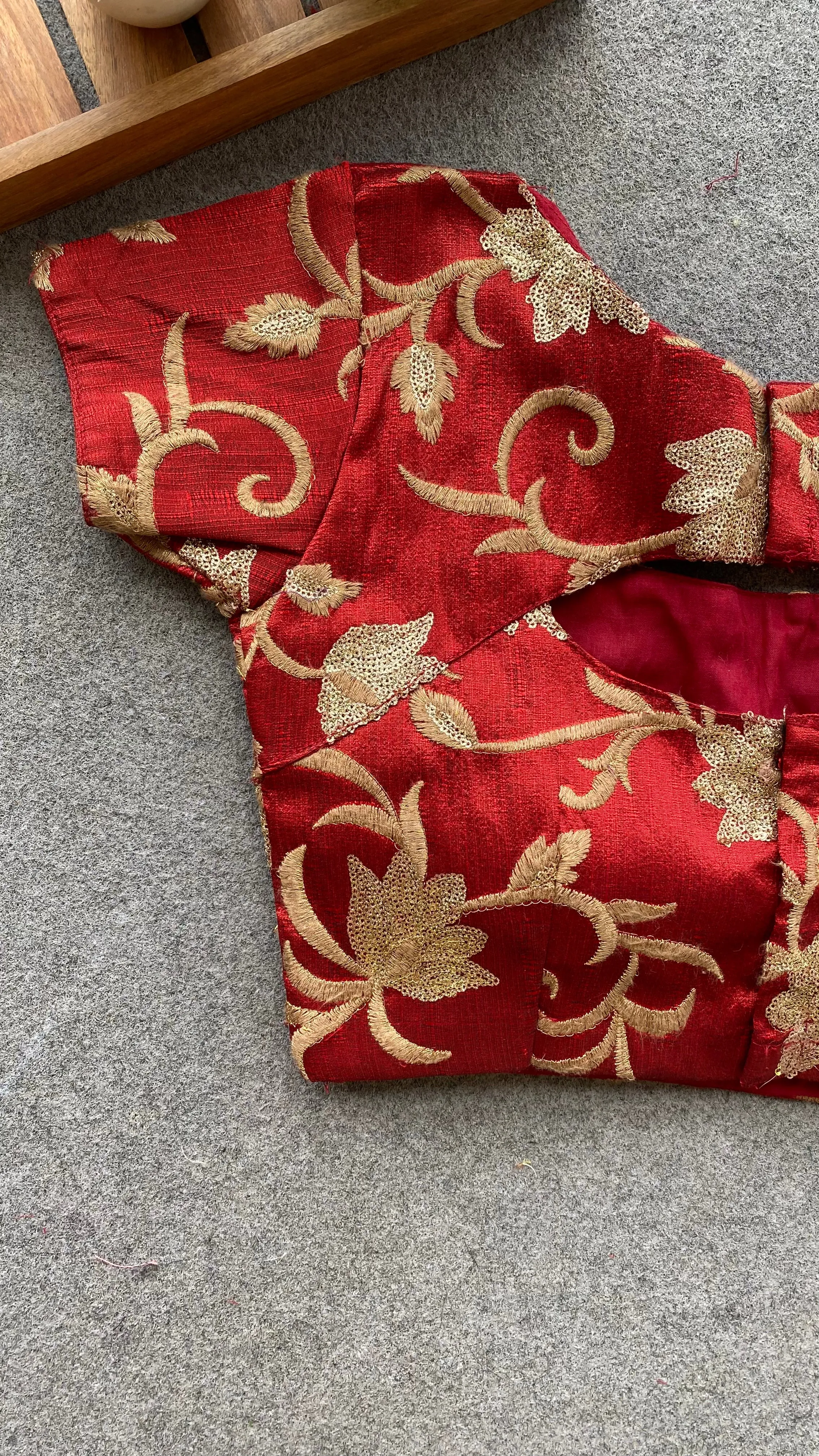 Maroon red embroidery blouse