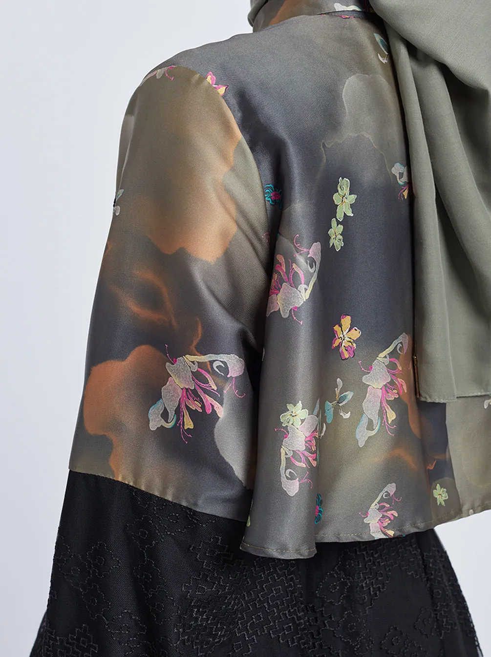MAUDY LAYERED A-LINE TOP CHARCOAL