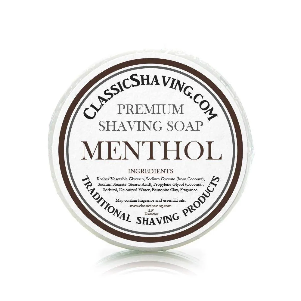 Menthol Scent - Classic Shaving Mug Soap - 2.5" Regular Size