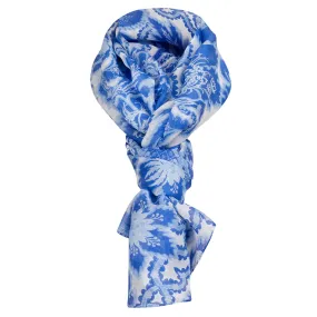 Modal Linen Silk Scarf in Sapphire Spring Toile
