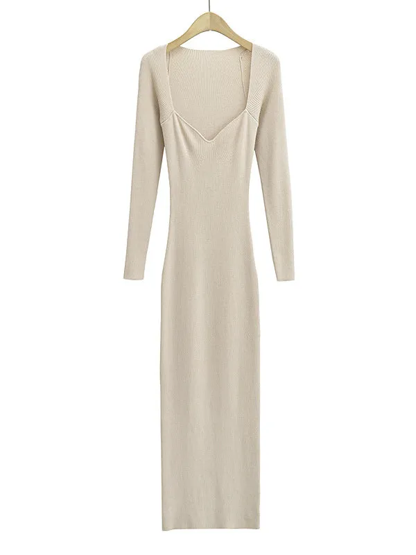 Momnfancy Apricot Crochet Bodycon Long Sleeve Elegant Chic Baby Shower Maternity Maxi Dress