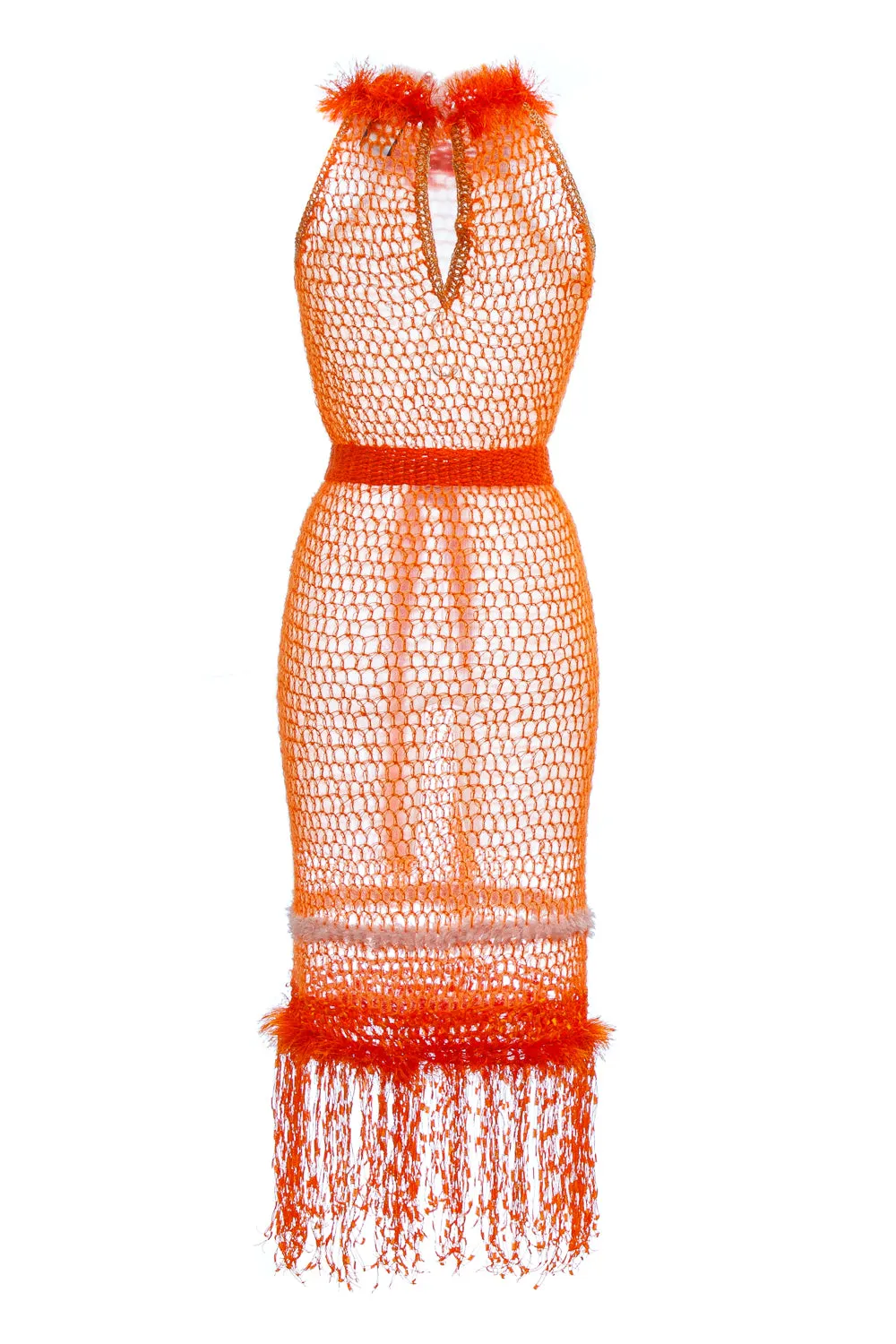 Orange Rose Handmade Knit Dress